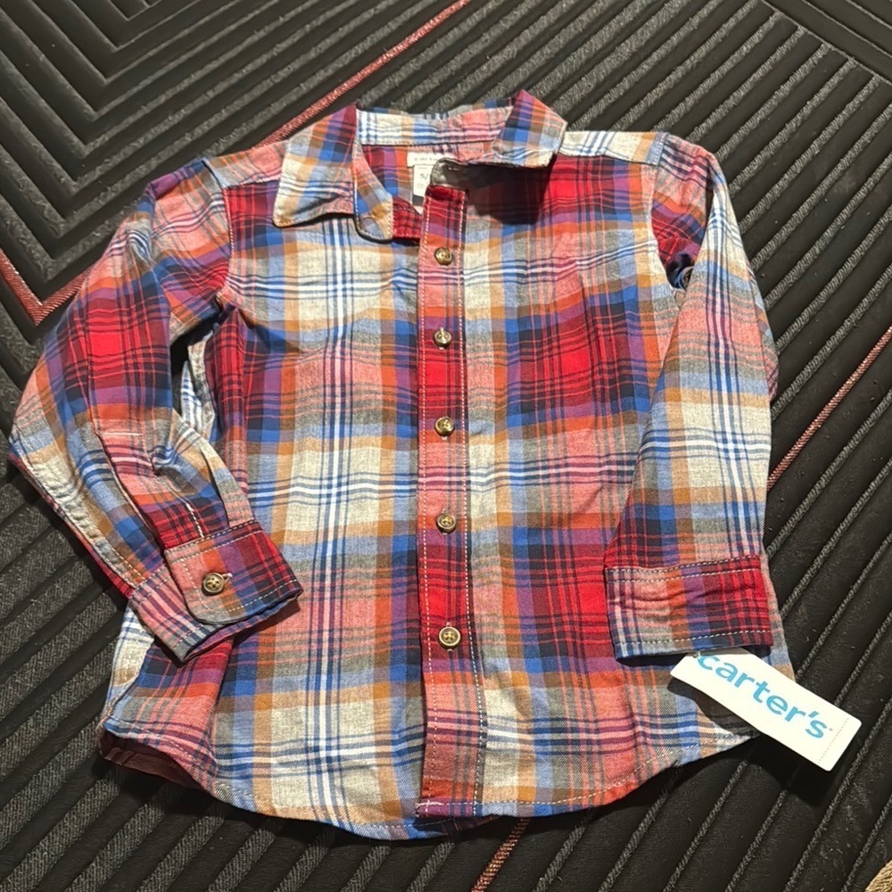 Carter's Kids Plaid Shirt - Red, Blue, Brown